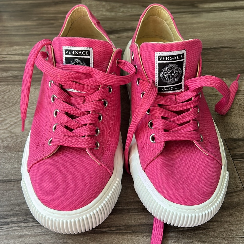 Versace Fuchsia Canvas Sneakers